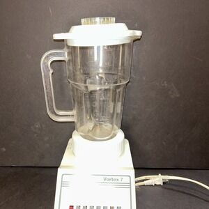 Vintage WARING Vortex 7‎ Speed White & Clear Plastic Lightweight Blender/ Works